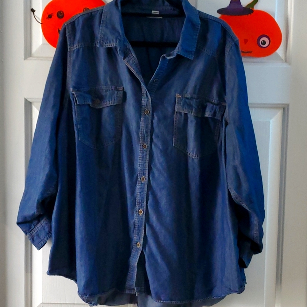 a.n.a denim 3/4 sleeves blouse